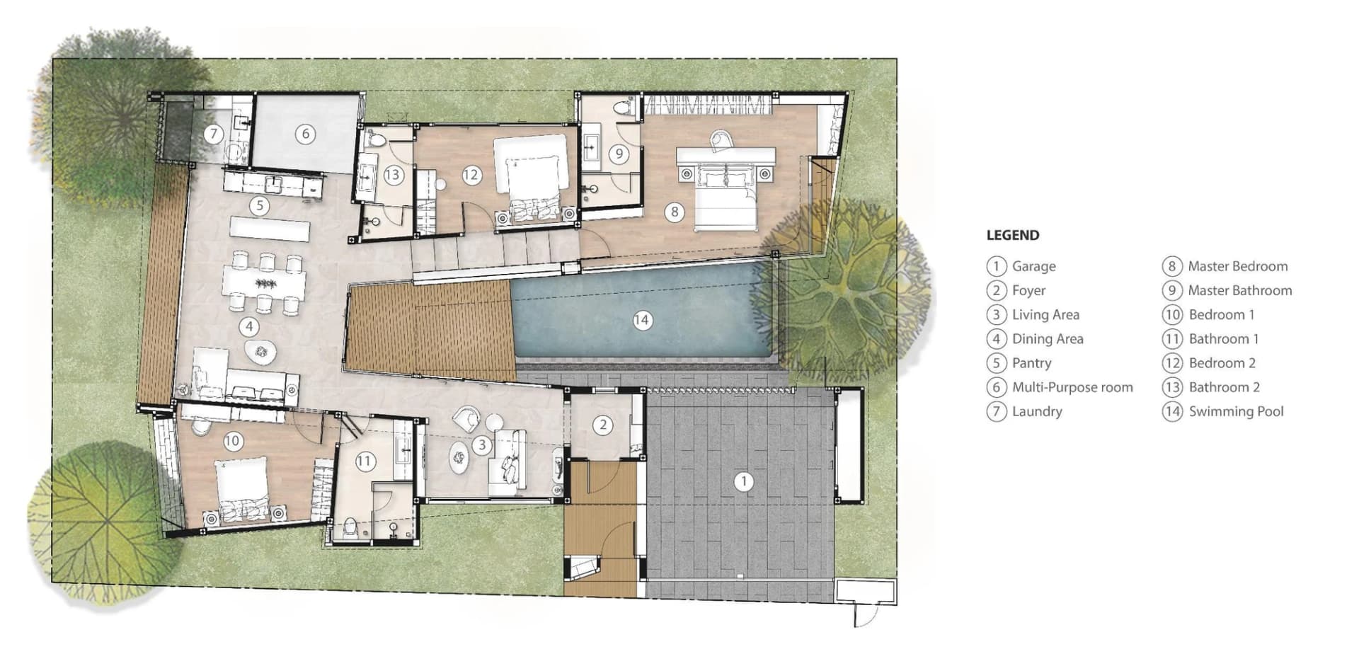 Floor plan of the Type A villa